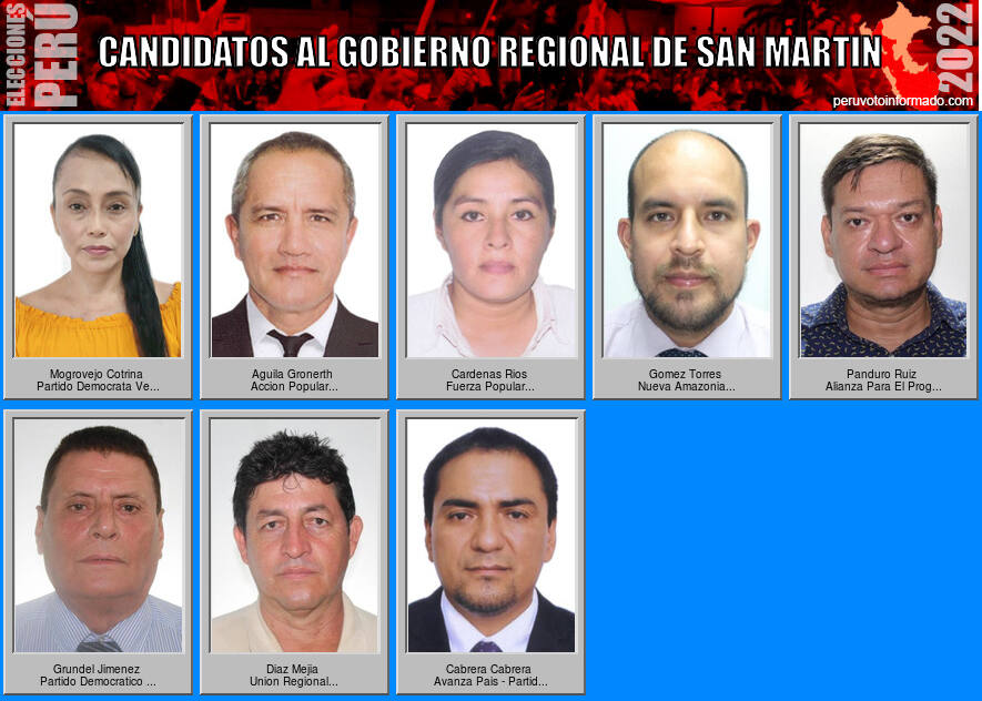 Candidatos a la region SAN MARTIN